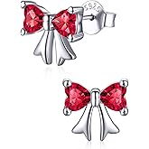 ChicSilver Sterling Silver Bow Earrings for Women Hypoallergenic Cute Earrings Sterling Silver Birthstone Earring with Gift Box