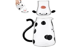 Alipis Heat-Resistant Glass Cold Water Bottle and Cup Set 18.6Oz Clear Iced Tea Pitcher with Storage Lid for Milk Juice Coffe