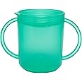 TalkTools Recessed Lid Cup with Handles - Leak Proof | Promotes Oral Motor Skills, Lip Closure, and Self Feeding | Alternative to Sippy Bottle | Food Grade Materials | Dishwasher Safe (Green)
