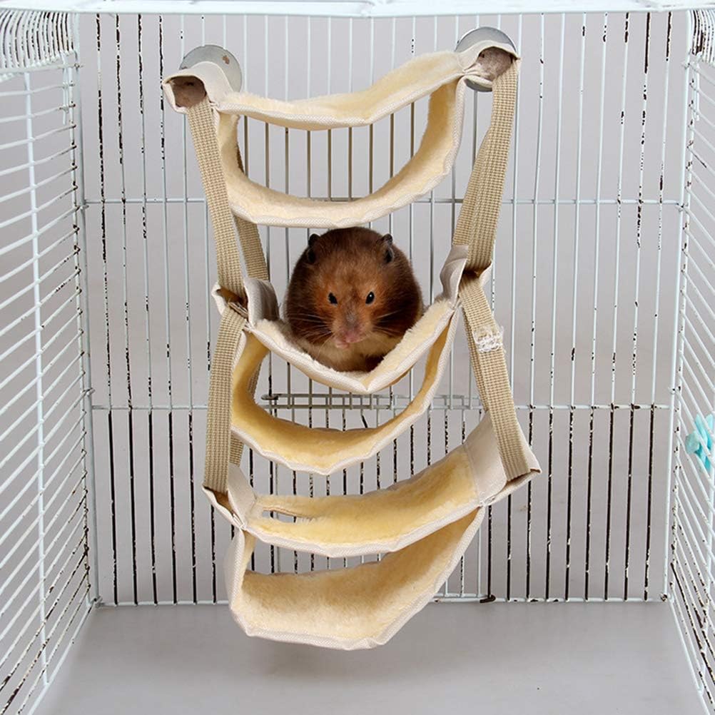 POPETPOP Hammock Hanging Bed Small Animal Warm Shelf House Cage Nest for Hamster Chinchilla Rat Mice Gerbil Guinea-pigs Rabbits (Yellow) - Image 3