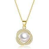 UOXWOWXOU Pearl Necklaces for Women, Dainty Cute Freshwater Pearl Necklace for Women and Teen Girls Handmade Pearl Chain Necklace Everyday Jewelry Gift (14K Gold Plated)