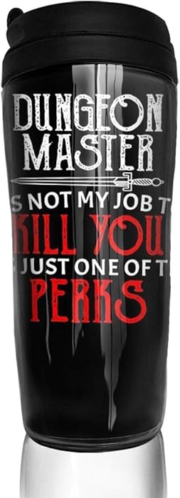 BaboLye Dungeon Master It's Not My Job To Kill You It's Just One Of The Perks ABS Travel Coffee Mugs With QuickSeal Lid Insulated 12 OZ Double Wall Water Coffee Cup