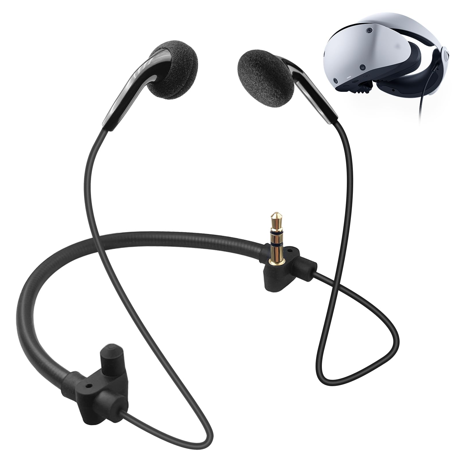 PSVR2 Earbuds Replacement, 3D Audio Crystal Sound Noise Cancellation Gaming Headsets fits for PlayStation VR 2,Black