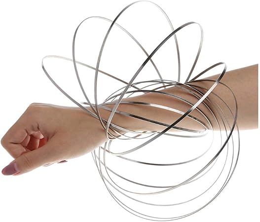 Amazon マジックリング マジックブレスレット 腕輪 フローリング 3d Flow Ring キネティック スプリング おもちゃ ストレス解消 暇つぶし フォーカス 玩具 子供大人に適用 シルバー シャボン玉セット おもちゃ