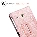 Samsung Galaxy Tab E 8.0 Case, DUEDUE Sparkly Glitter Shockproof Slim PU Leather Flip Folio Stand Cover Full Body Protective Smart Cases for Galaxy Tab E Tablet 8.0 inch, Rose Gold