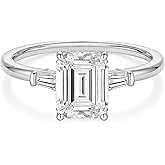 EAMTI Travel Engagement Rings for Women Emerald Cut Wedding Band Size 3-11 | 14K Gold Plated, 3CT, 3-Stone, Cubic Zirconia CZ, Promise Ring for Her