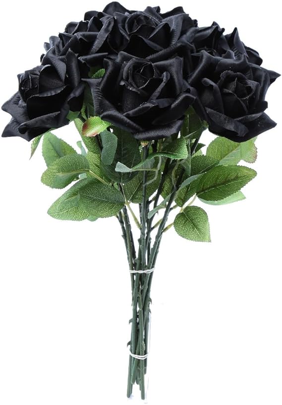 10 PCS New Beautiful black rose artificial flower for Home wedding