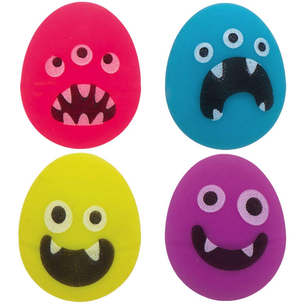 Baker Ross AX619 Monster Egg Shaped Bouncy Jet Balls - Pack of 10, Party Favours for Kids Birthdays and Outdoor Toys, Jet Balls