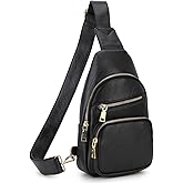 VX VONXURY Sling Bag for Women,PU Leather Crossbody Fanny Packs, Multipurpose Chest Bag with Adjustable Strap