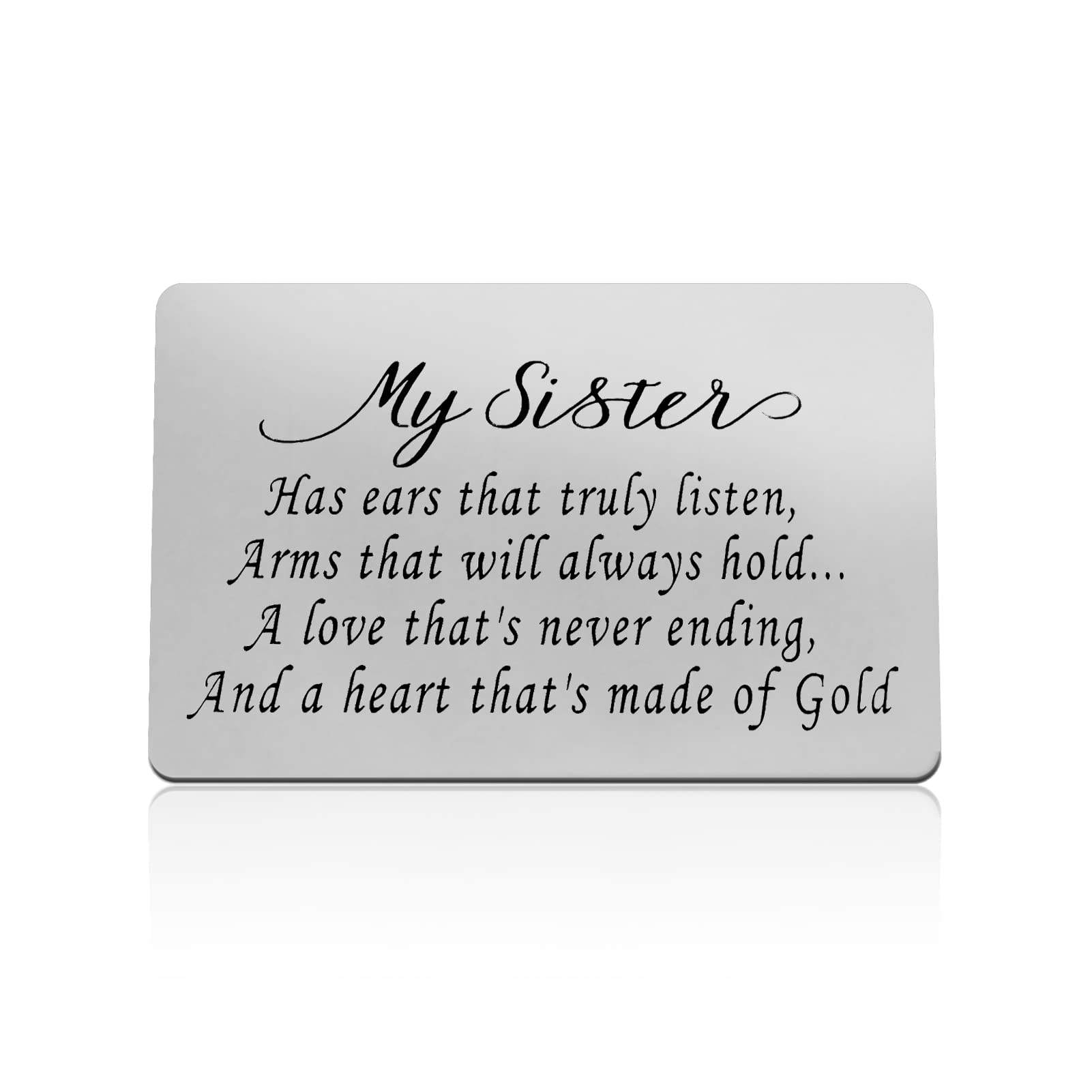 Sister Gift from Sister Brother Sister Engraved Wallet Card Sister Jewelry Unbiological Sister Friendship Gift Best Friends Gift Soul Sister Sister in Law Gift Wedding Christmas Birthday Gift