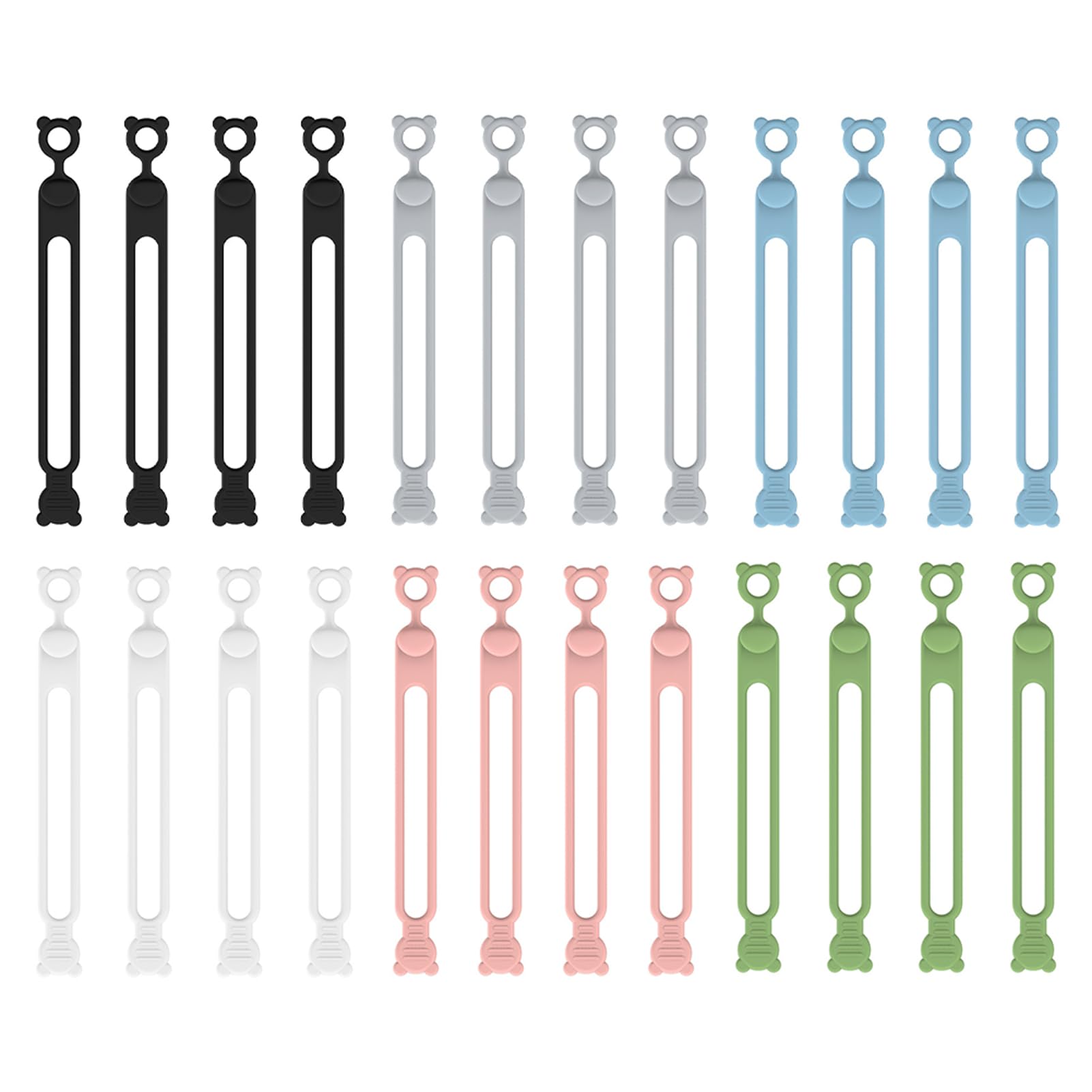 24Pcs Silicone Cable Ties,Data Cable Storage Silicone Cable Tie,with Round Hole Flexible Portable Space Saving Cable Organizer for Home, Office, Kitchen, School