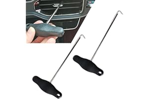 FISTANA Pack-2 Car Air Vent Panel Disassembly Tool, 3.2" x 6.1" T-Shaped Tire Gravel Hook Pull-Out Special Tool, Air Outlet Panel Hook with Easy-Grip Handle, Compatible with Volkswagen Audi (Black)