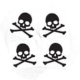 Skull & Crossbones Temporary Tattoos/Black/Perfect for Pirate Themed Events - Halloween - Sporting Events/Skin Safe/Removable (48-Pack)