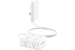 Flat Extension Cord with Outlet Cover, Olcorife Flat Plug Power Strip with 8 Outlets and 4 USB Ports, 2000 Joules Surge Protector, 5 FT Cord Hidden Outlet Extender for Tight Spaces