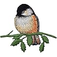 Chickadee - Bird - Sitting on Branch - Facing Left - Embroidered Iron on Patch