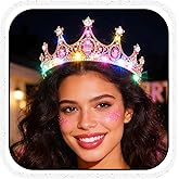 Urieo Light up Crown LED Rhinestone Tiara Birthday Hair Accessories for Women