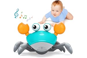 Aitbay Crawling Crab Baby Toy - Gifts for 3 4 5 Years Old Tummy Time Baby Walking Toys 6-12 12-18 LED Music Light Rechargeable Sensory Toys for 3-6 6-12 Infant Toddler Boys Girls Birthday Gifts
