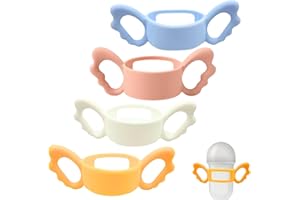GIASY_FORTUNE 4Pack Bottle Handles Compatible with Boon Nursh Reusable Silicone Pouch Bottles, Cute Wing Design, Silicone Bottle Holder for Easy Grip, Quick Install, Easy to Clean