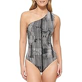 Calvin Klein Standard Shoulder Strap Starburst Pleating Removable Soft Cups One Piece Swimsuit