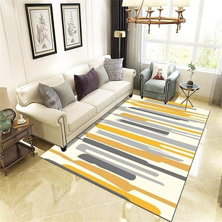 Drzj Living Room Bedroom Rug Antiskid Soft Modern Carpet Mat Area Rugs Irregular Shape Yellow Grey 160 230cm Easy Care Bedroom Floor Mats Kid And Pet Friendly Rugs Amazon Co Uk Kitchen Home
