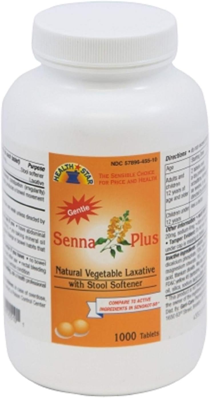 Senna Plus - Laxative - Tablet - 1000 per Bottle - 50 mg / 8.6 mg Strength - Docusate Sodium / Sennosides - 12/Case