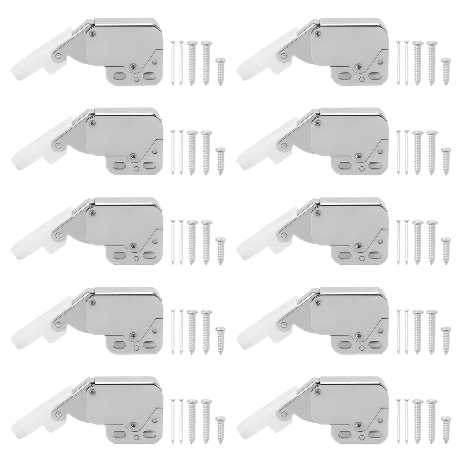 Sxutop 10 Pieces Mini Latch Automatic Spring Catch Push to Open Touch Release Catch Latch Touch Catch Latch Lock with Screws Automatic Spring Push Catch Latch for Cabinet Cupboard Wardrobe (Silver)