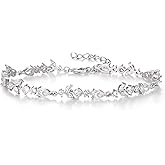 Crysdue Wedding Bridal Link Bracelet for Brides Bridesmaids, Marquise Cubic Zirconia Tennis Bracelets for Women Prom Jewelry