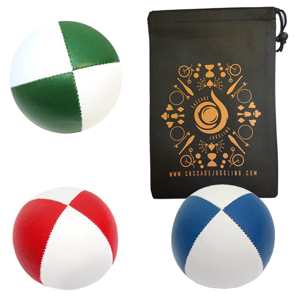 Cascade Juggling 3 x Pro 76g Mini Juggling Balls - Small, White Theme Mix - Set of 3 Juggling Balls & Bag