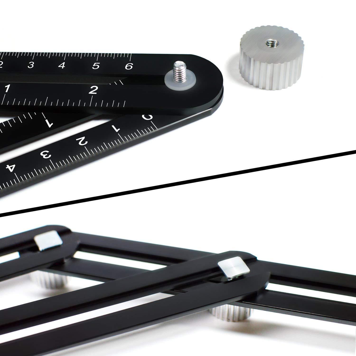 Multi-function Ruler, KeepTpeeK Angle Ruler Metal Angleizer Template Tool Full Metal Measuring Rules Layout Tool for Handymen Builders DIY Carpenters Craftsmen (10in+5in)