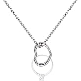 Adjustable Ring Holder Necklaces for Mom, Cute Heart Stainless Steel Wedding Engagement Ring Chain for Women Men