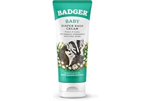 Badger Diaper Cream, 99% Organic Diaper Rash Cream for Baby, Zinc Oxide Ointment w/Soothing Calendula Cream for Sensitive Baby Skin, 2.9 fl oz