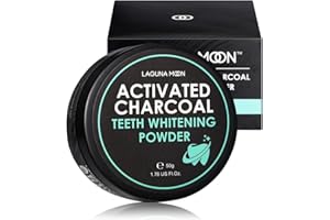 LAGUNAMOON Activated Charcoal Teeth Whitening Powder - 50g Natural Coconut Charcoal, Effective Teeth Stain Remover and Toothpaste Alternative - Safe for Gums Or Enamel
