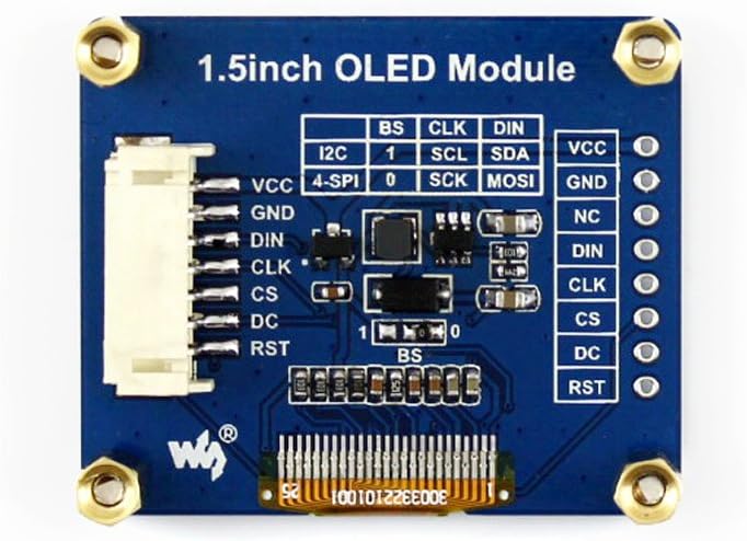 Waveshare 1.5inch OLED Display Module 128x128 Pixels 16-bit Grey Level with Embedded Controller Communicating via SPI or I2C Interface - Image 4