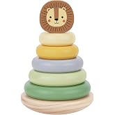 Miss OT Wooden Ring Stacker Toy for 1 Year Old - Montessori Toys for 1 Year Old Boy and Girl, Stacking Rings with Lion Topper, Baby Toy 12-18 Months, Fine Motor Skills, 1st Birthday Gift