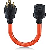 boeemi Generator Transfer Switch Adapter Cord L5-30P Male to L14-30R Female, 30 Amp Twist Lock 3 Prong to 4 Prong Generator P