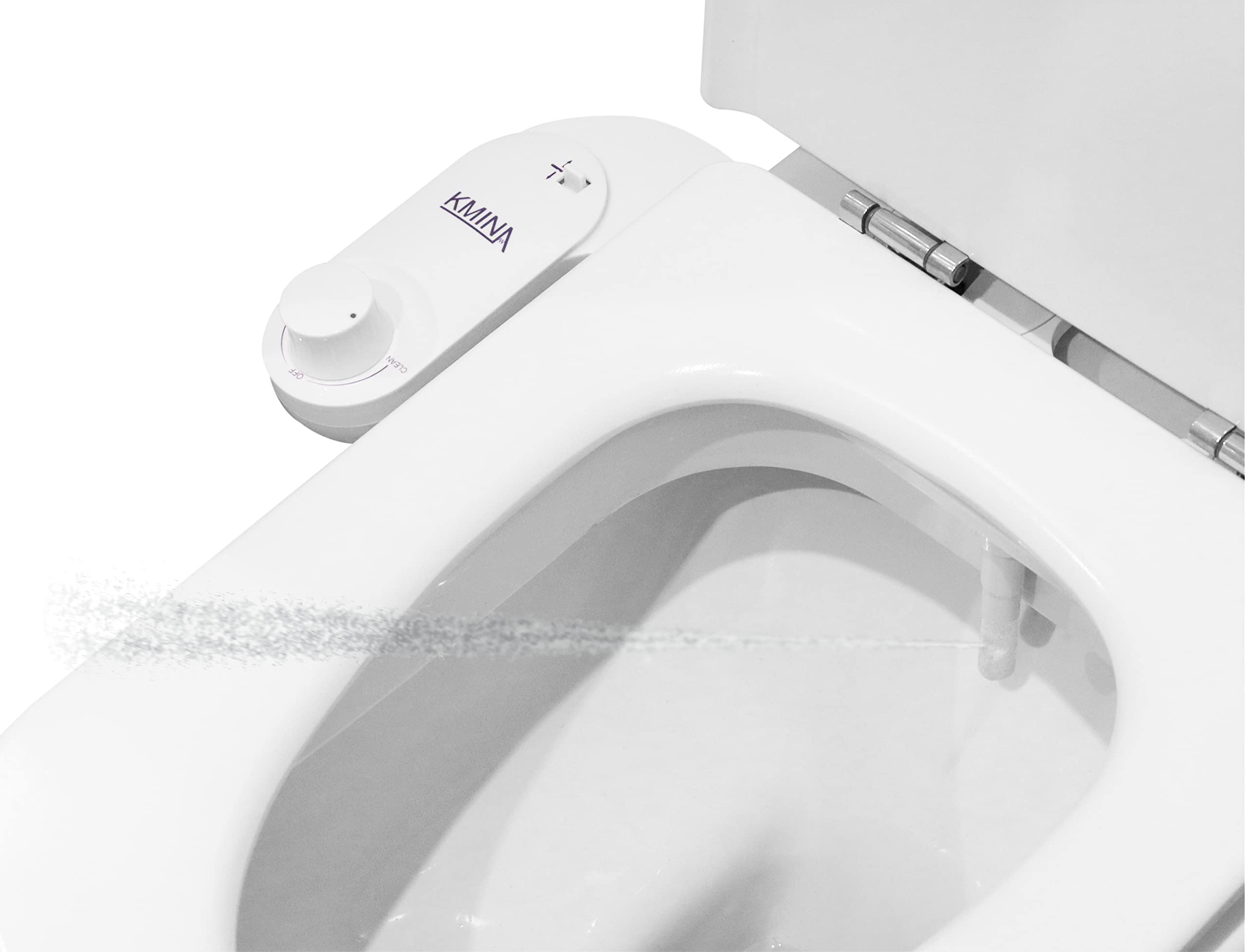KMINA Bidet Attachment for Toilet UK Cold Water (Hose Length 31.5), No Plumbing Nozzle, Non Electric Seat, Ultra Slim Sprayer, White