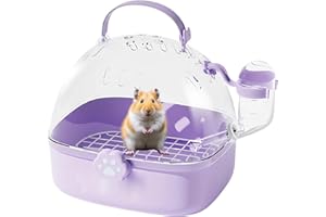 Hamster Travel Cage | PVC Chinchilla Carrier Cage with Water Bottle | Spacious Pet Bird Carrying Accessory for Hedgehog Macaw