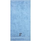 Monogrammed Bath Sheet Towels for Bathroom, Hotel, Spa, Pool, College Dorm, Super Soft, Highly Absorbent Turkish Towel 100% Genuine Cotton Oversized 40" x 80" Extra Large Jumbo Bath Sheets, Blue