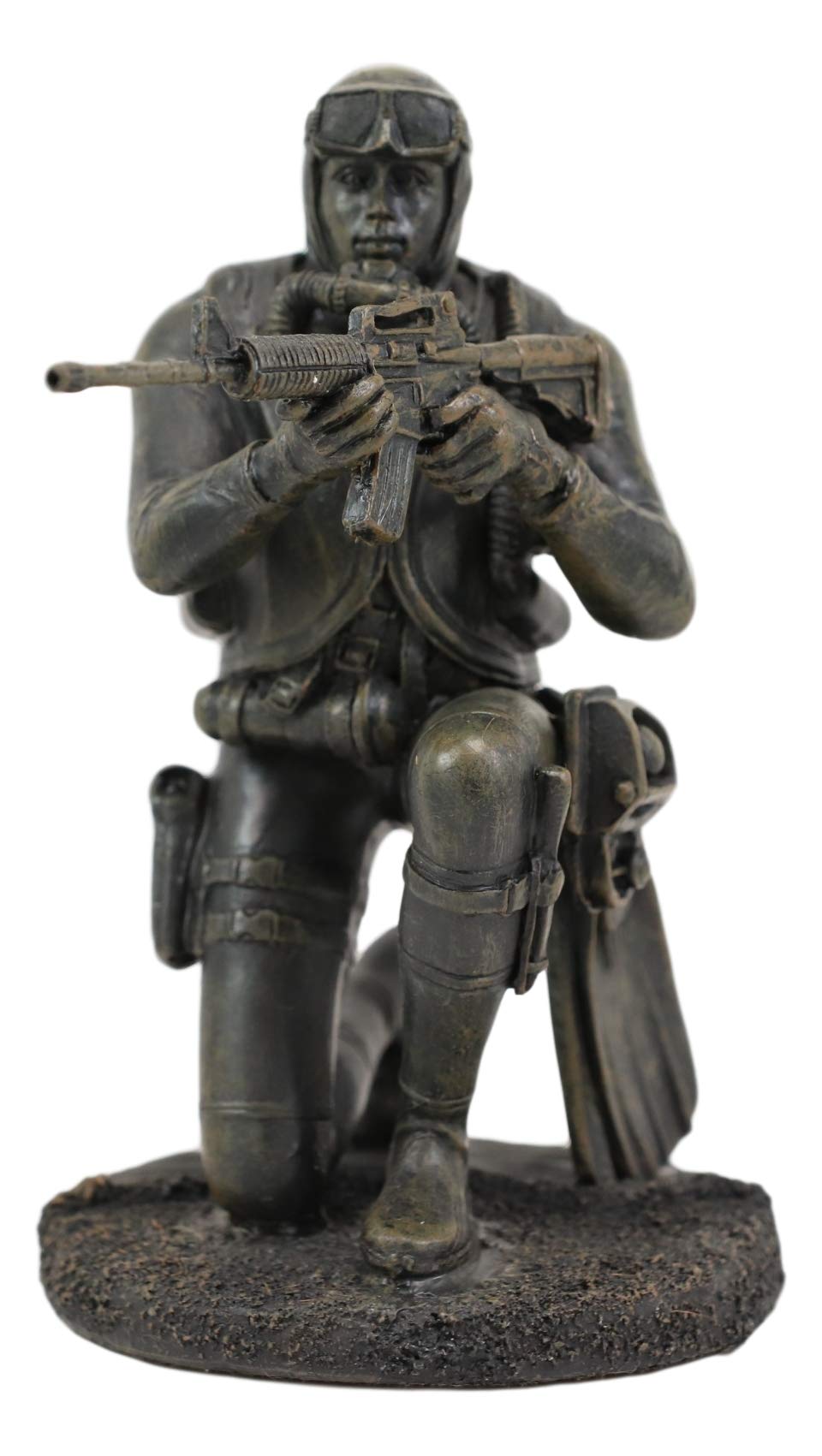 Ebros Gift Battlefield Kneeling Navy Seal Diver Soldier Taking Aim with Rifle Statue 6" H Honor and Valor Military War Combat Mission Unit Infantry at Arms with Scuba Mask and Fins Figurine