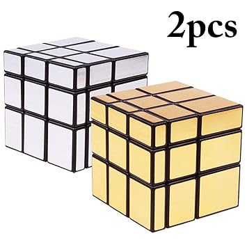 Coxeer 2PCS Magic Cube Irregular Mirror 3 x 3 x 3 Speed Cube Brain Teaser Puzzle Cube