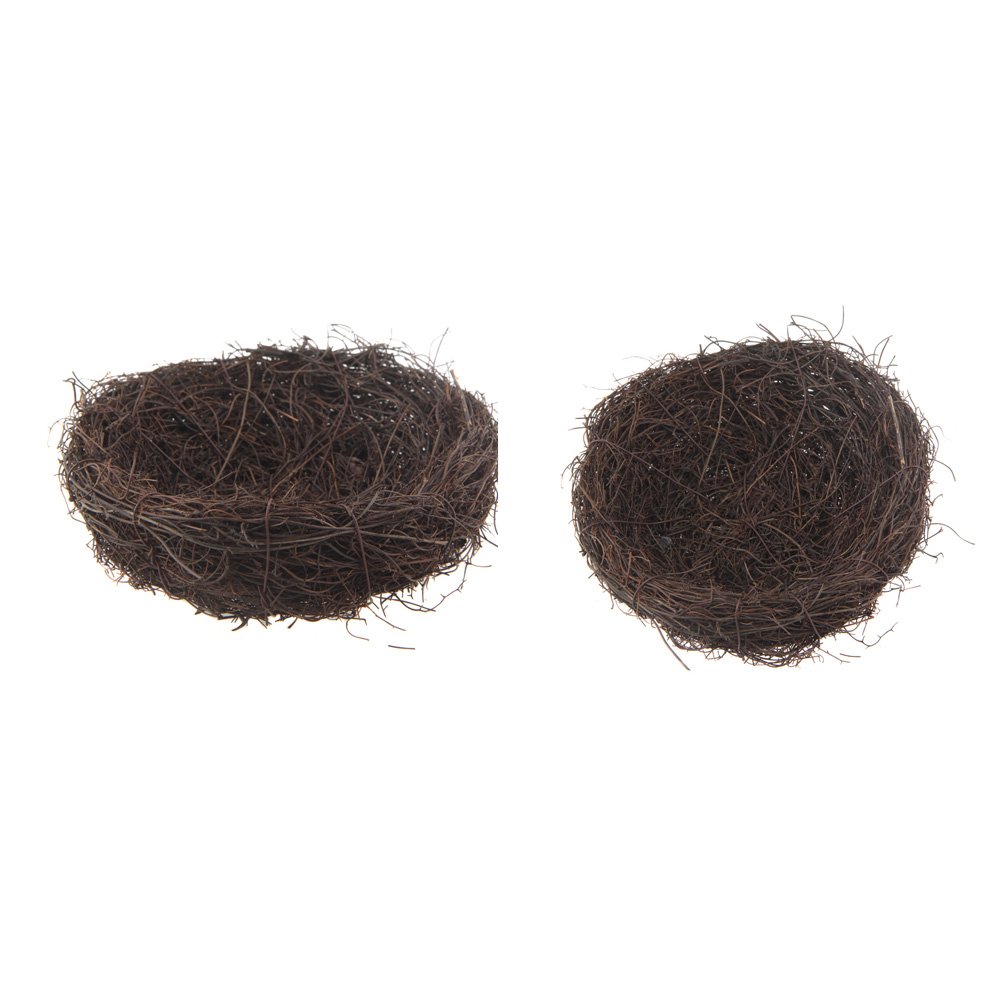 emours Natural Bird Nest Woven Vine Bird Finch House Bedding,2 Pack