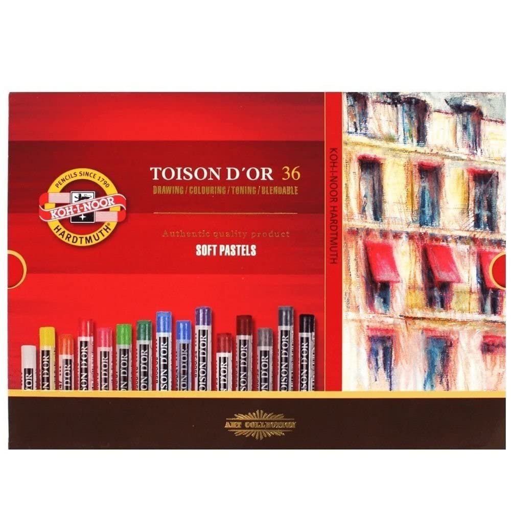 Koh-I-Noor - Toison D'Or - 129189 - Soft Pastels - Set of 36 Assorted Colours in a Cardboard Box