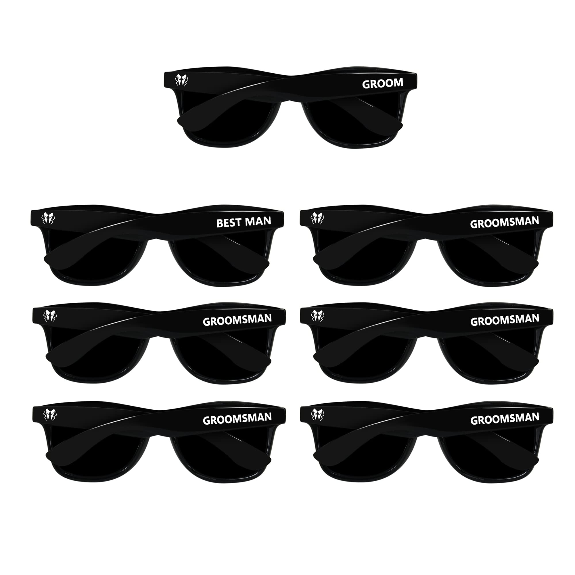 LADY & HOME Best Man Proposal Sunglasses 7pcs Groomsmen Gifts - Groom & Groomsman Sunglasses for Stag Party & Wedding (Black)