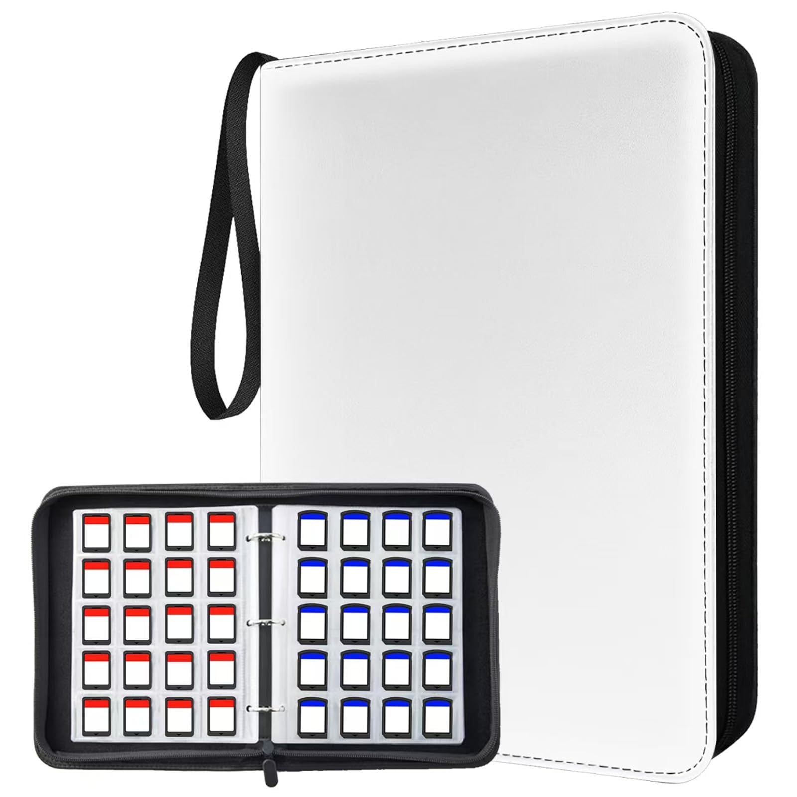 Photo 1 of ANIXITECH 300 Slots Game Card Holder Binder for Animal Crossing ACNH, Mini Cards Storage Organizer with Sleeves Compatible PS Vita SD Memory Cards, Portable Card Album Book (White)