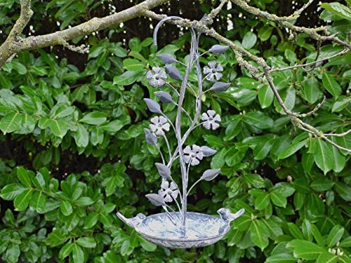 giftwarezGrey Antique Hanging Outdoor Garden Bird Bath Feeder Feeding Water Station 41cm