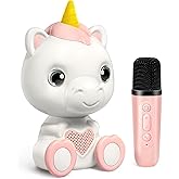 Mini Karaoke Machine for Kids Age 3-5, Unicorn Kids Portable Karaoke Machine with Wireless Microphone for Toddler Girls Singing Microphone Unicorn Toys Birthday Gift for Age 4-6 Pink