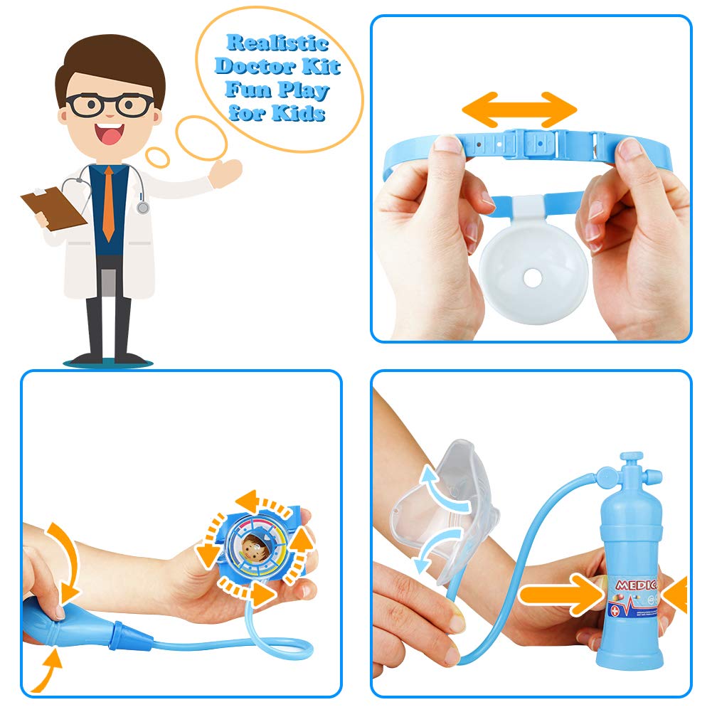 Malette Docteur Enfant Jouet Ambulance Kit Medecin Enfant Jeu de Rôle Valise Docteur 16 Pcs Jeu Imiter Docteur pour Bébé Enfants Garçon et Fille