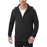 Idtswch Mens Tall Lightweight Hoodies Zip Up Sweatshirt Slim Fit Jacket