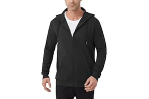 Idtswch Mens Tall Lightweight Hoodies Zip Up Sweatshirt Slim Fit Jacket