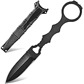 Gtkii GTK397 Cool Fixed Knife D2 Steel Blade Stainless Steel Handle EDC Tool Knifes for Outdoor Camping Adventure Survival(B)